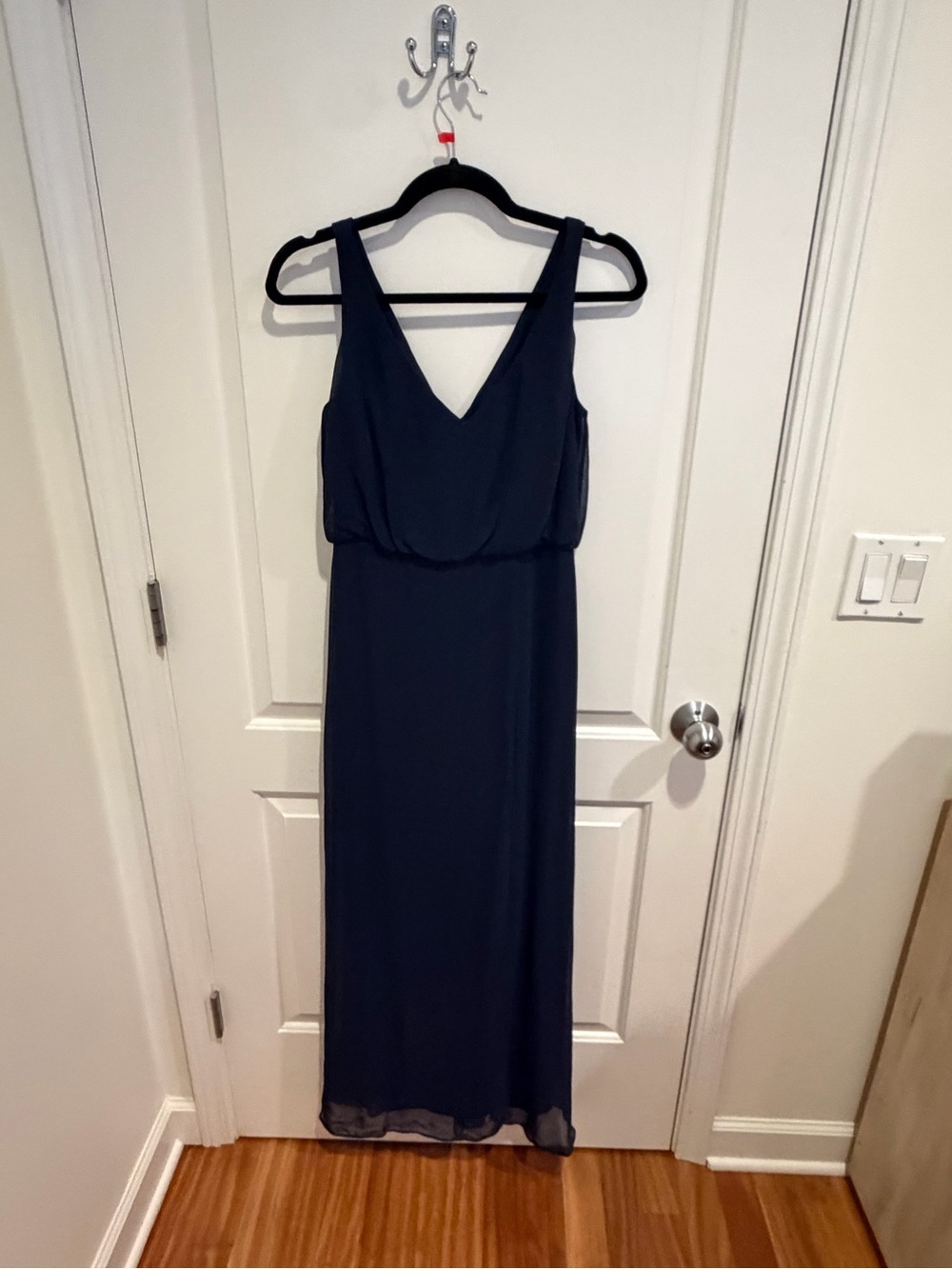 Sleeveless Navy V-Neck Maxi Dress